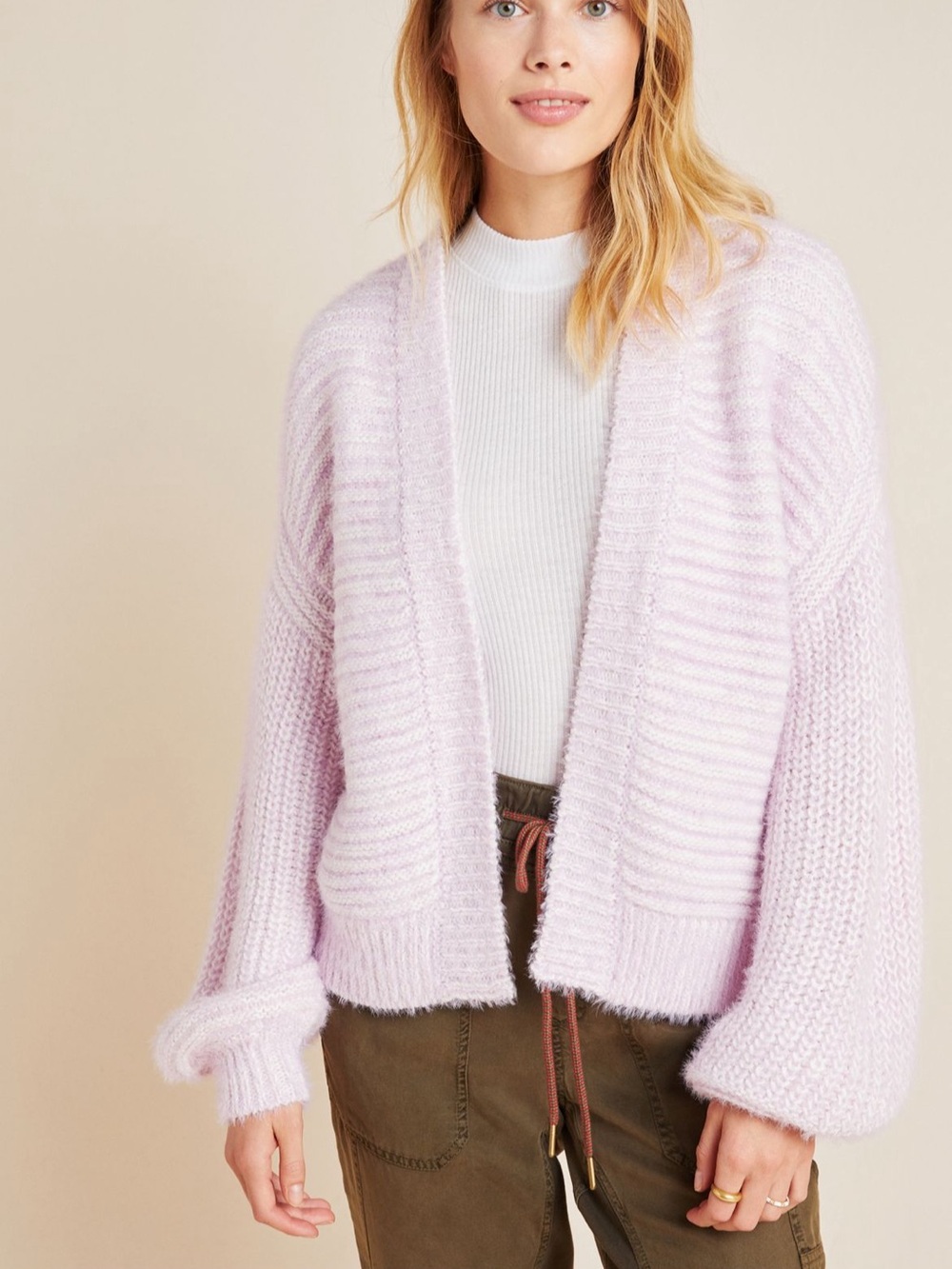 Anthropologie Akemi + Kin Tallulah Eyelash Cardigan Lilac Lavender $148 OS NWT